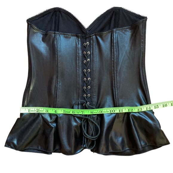 Rene Rofe Signature Black Corset Bustier, Size Large, Faux Leather, Ties in Back - Picture 7 of 10